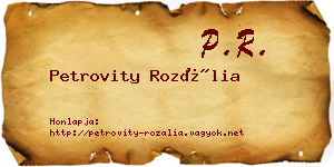 Petrovity Rozália névjegykártya